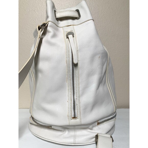 Hogan White Leather Bucket Bag Sling Backpack Large - Picture 6 of 12